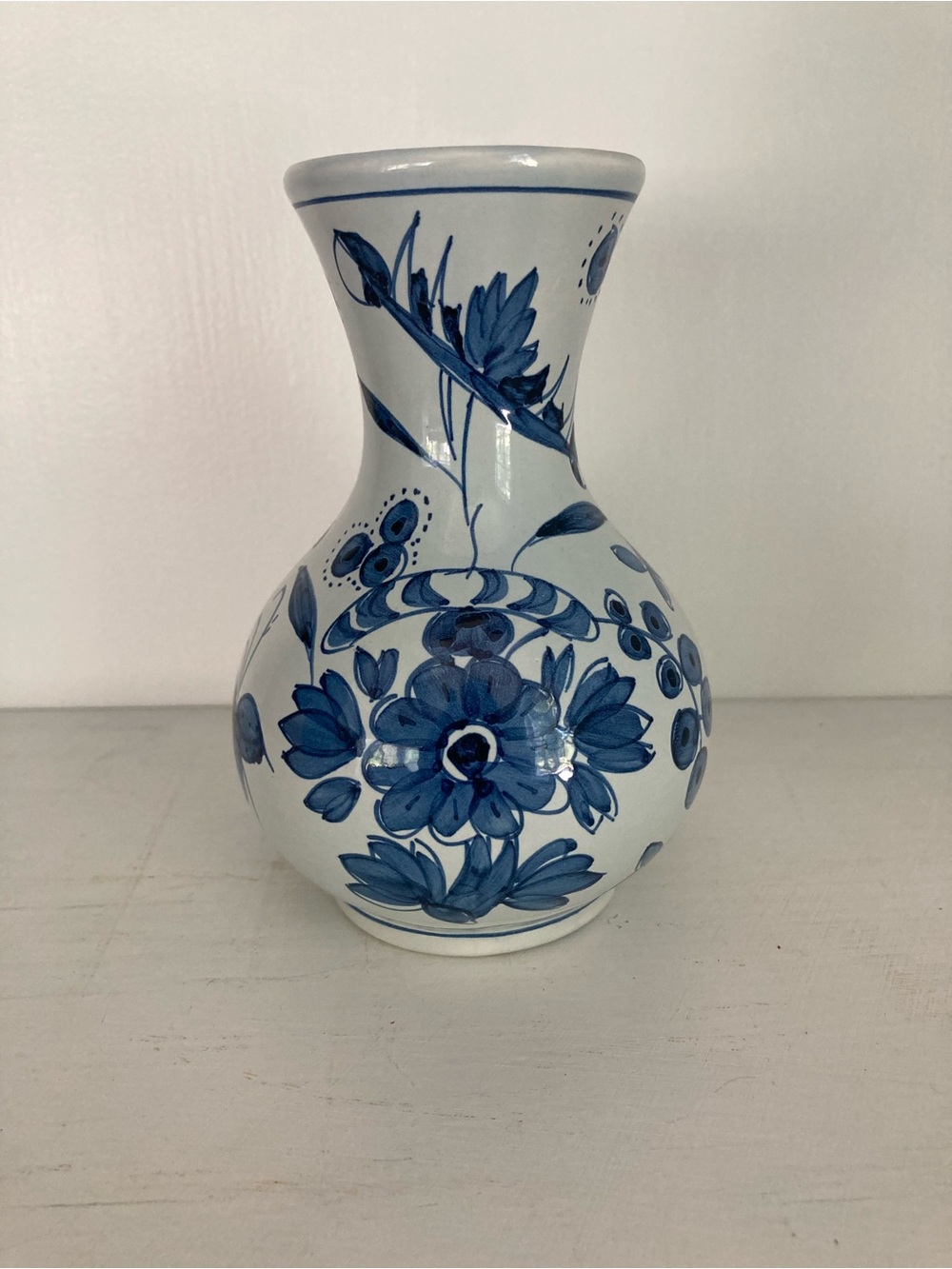 Vintage Blue and White Floral Ceramic Vase - Picture 4 of 11